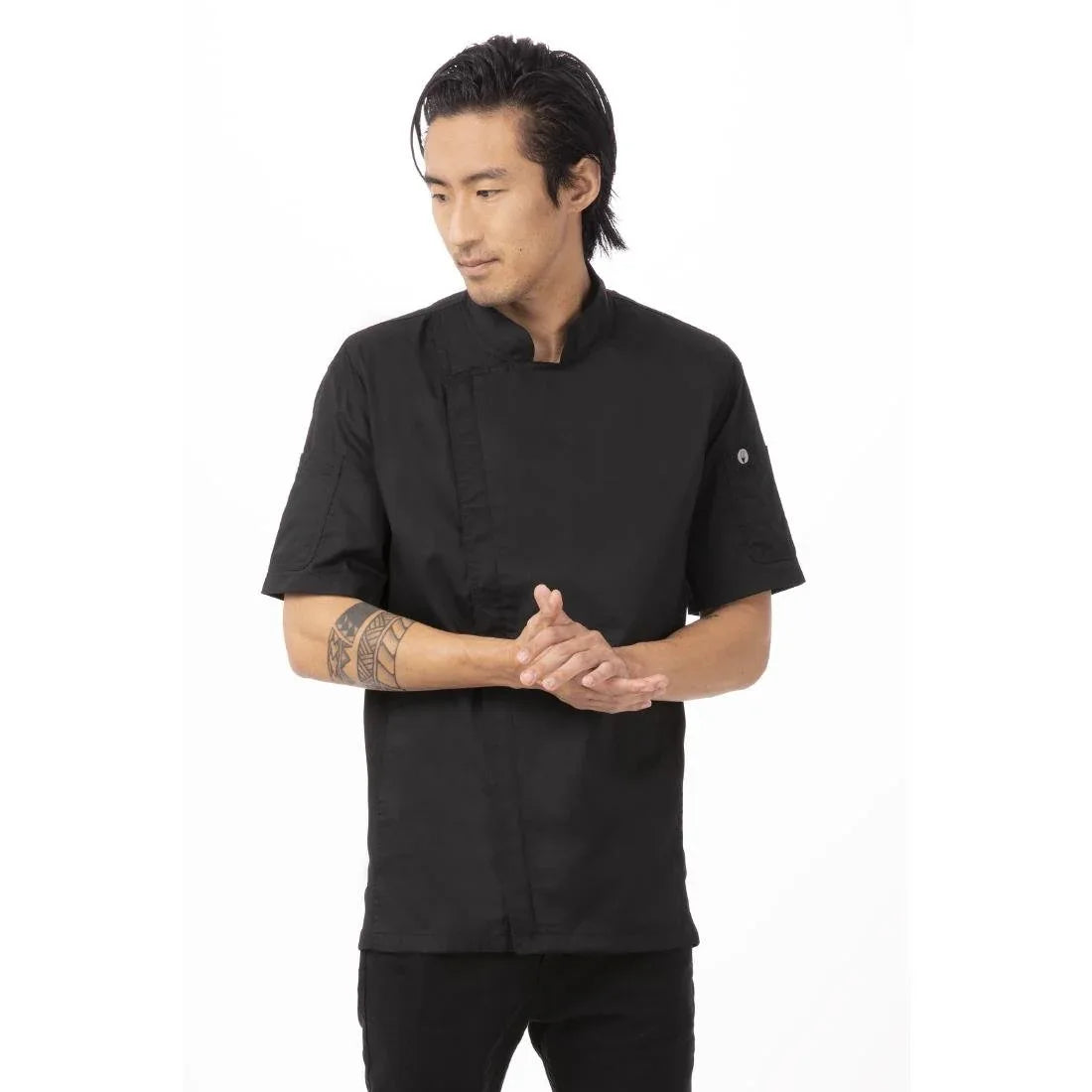 B472-XL Chef Works Springfield Zipper Mens Chefs Jacket Black XL - JD Catering Equipment Solutions Ltd