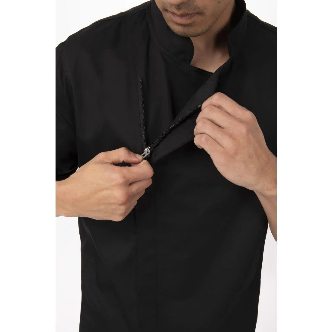 B472-M Chef Works Springfield Zipper Mens Chefs Jacket Black M - JD Catering Equipment Solutions Ltd
