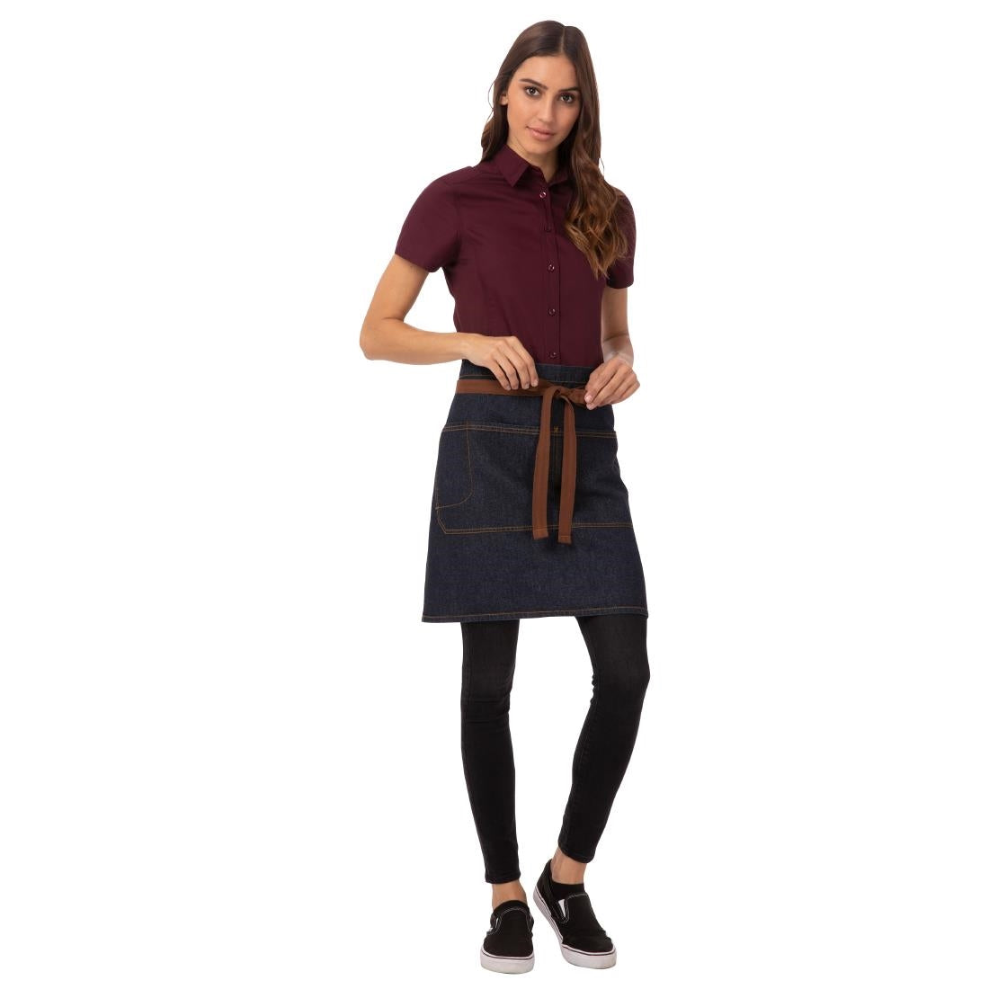 B588 Chef Works Urban Memphis Half Bistro Apron Indigo