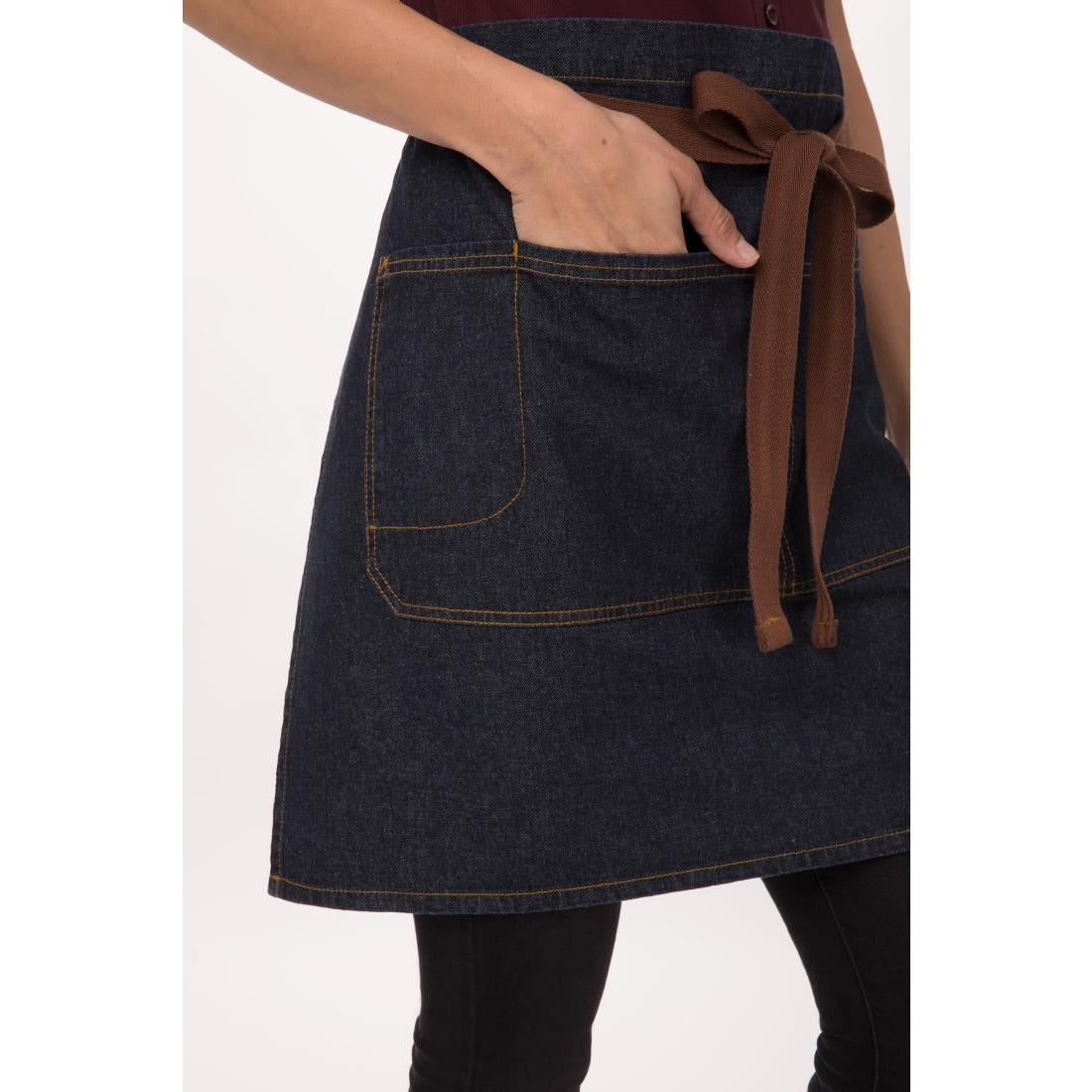 B588 Chef Works Urban Memphis Half Bistro Apron Indigo