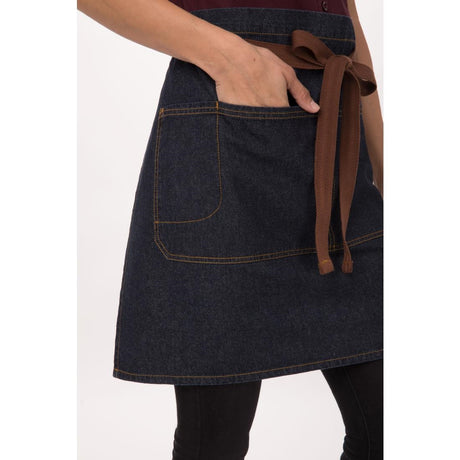 B588 Chef Works Urban Memphis Half Bistro Apron Indigo