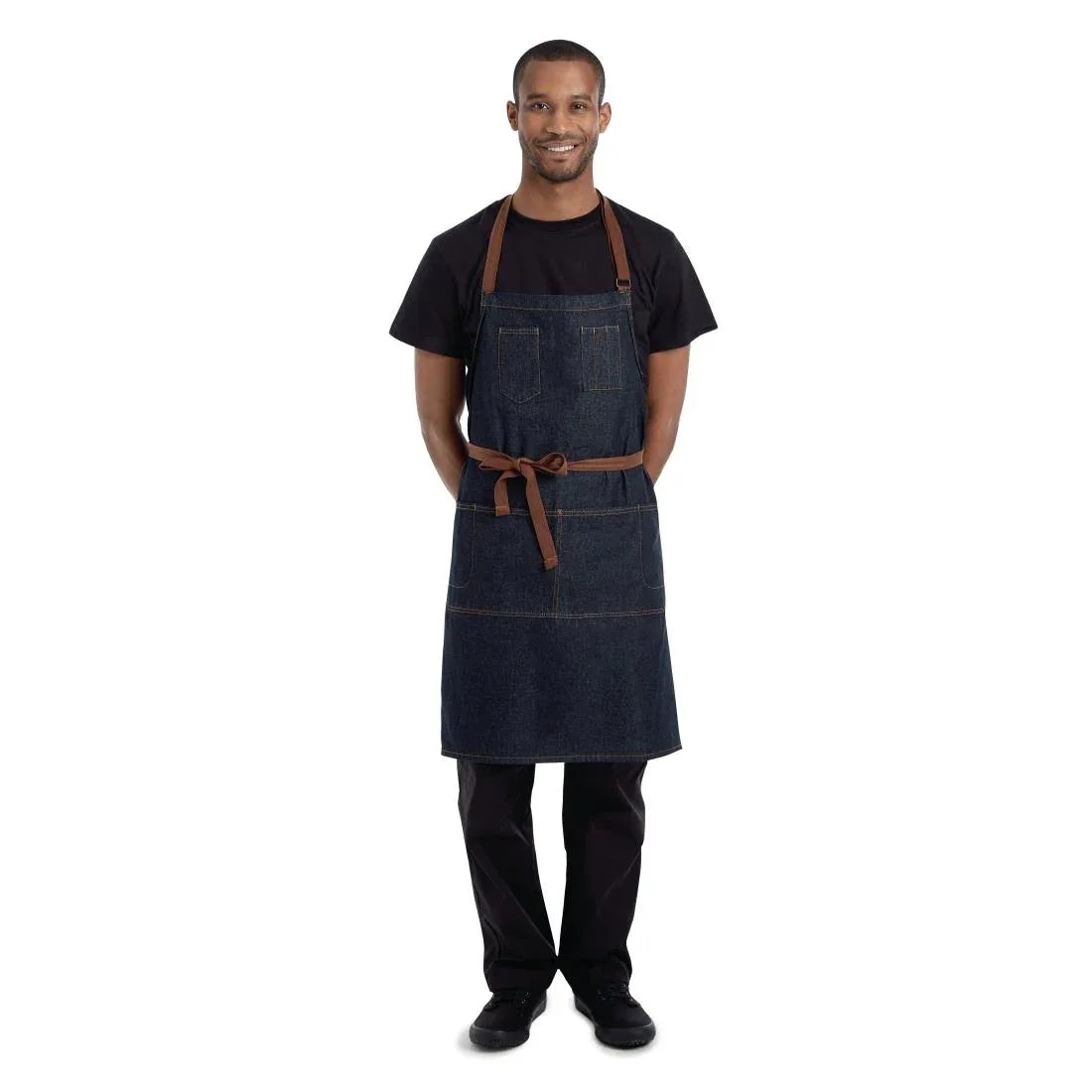 B721 Chef Works Urban Memphis Bib Apron Indigo - JD Catering Equipment Solutions Ltd