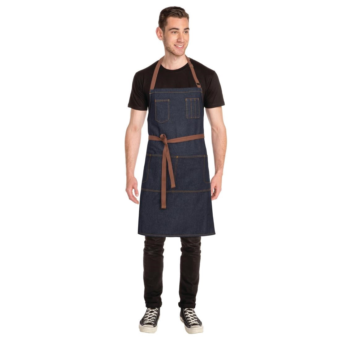B721 Chef Works Urban Memphis Bib Apron Indigo