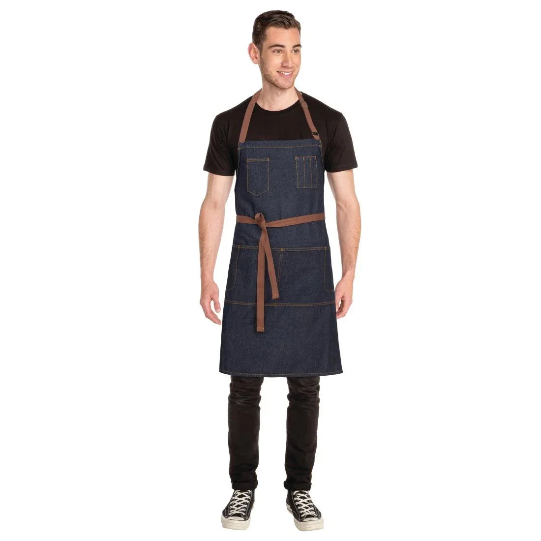 B721 Chef Works Urban Memphis Bib Apron Indigo - JD Catering Equipment Solutions Ltd