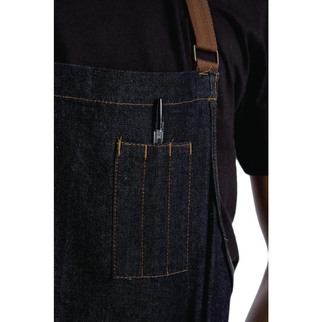 B721 Chef Works Urban Memphis Bib Apron Indigo - JD Catering Equipment Solutions Ltd