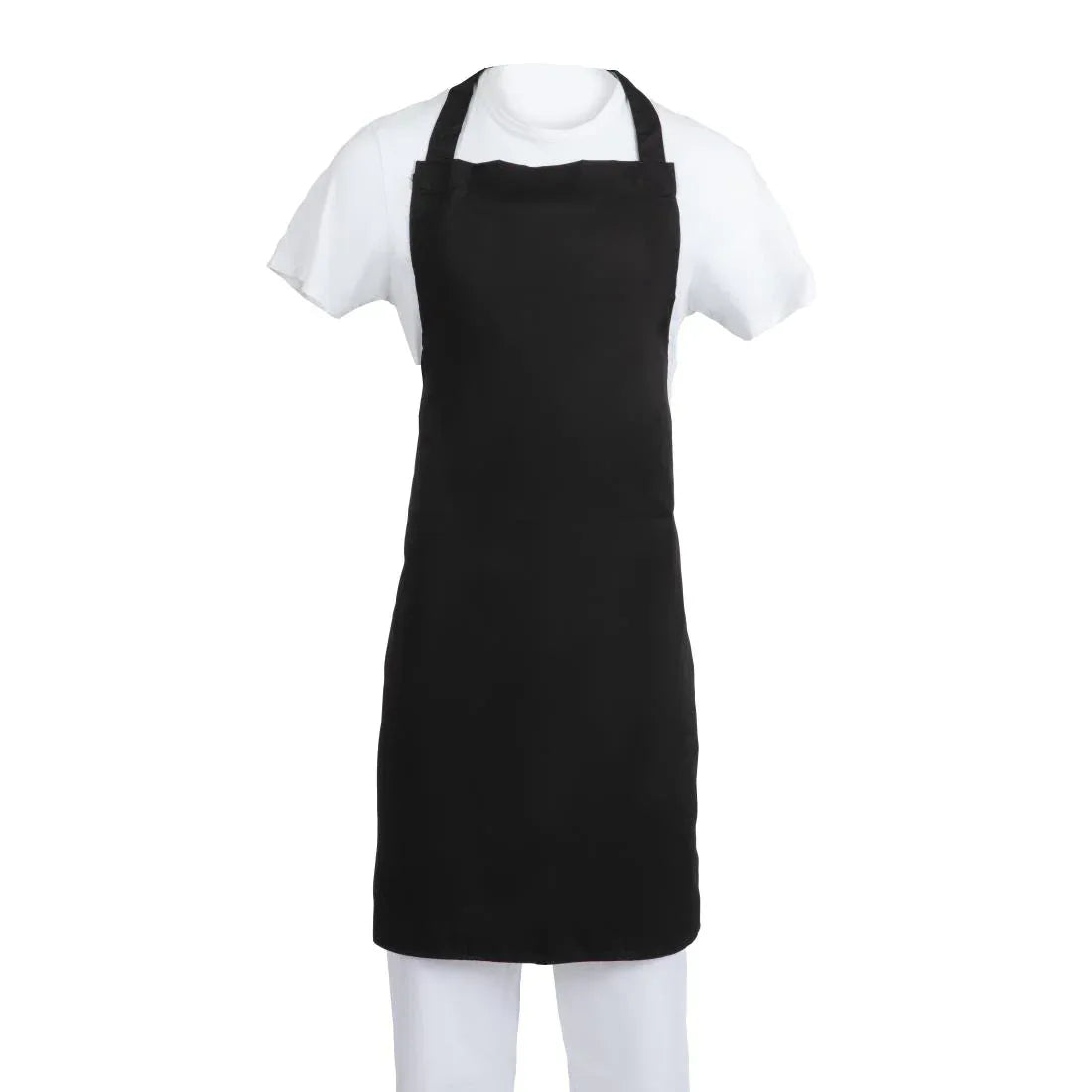 B887 Whites Polycotton Bib Apron Black XL - JD Catering Equipment Solutions Ltd