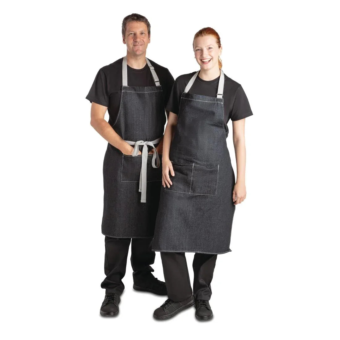 B981 Whites Southside Bib Apron Denim Black - JD Catering Equipment Solutions Ltd