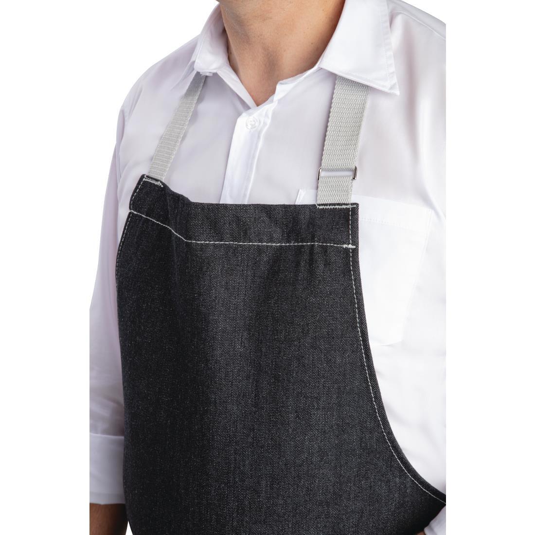 B981 Whites Southside Bib Apron Denim Black - JD Catering Equipment Solutions Ltd
