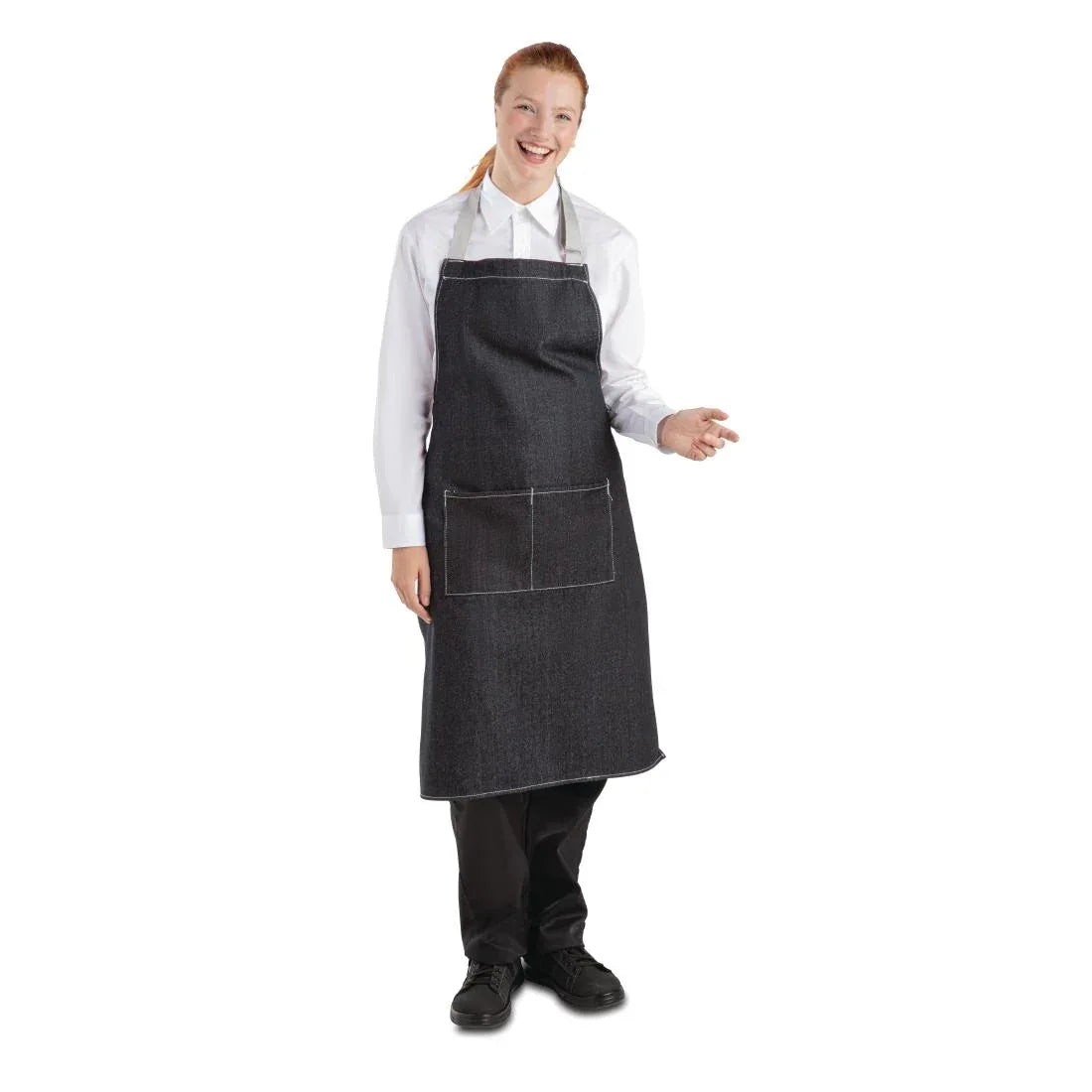 B981 Whites Southside Bib Apron Denim Black - JD Catering Equipment Solutions Ltd