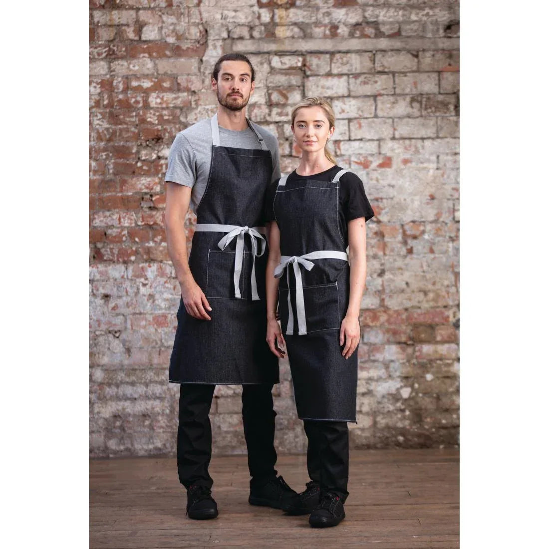 BB057 Southside X-Cross Back Bib Apron Denim Black - JD Catering Equipment Solutions Ltd