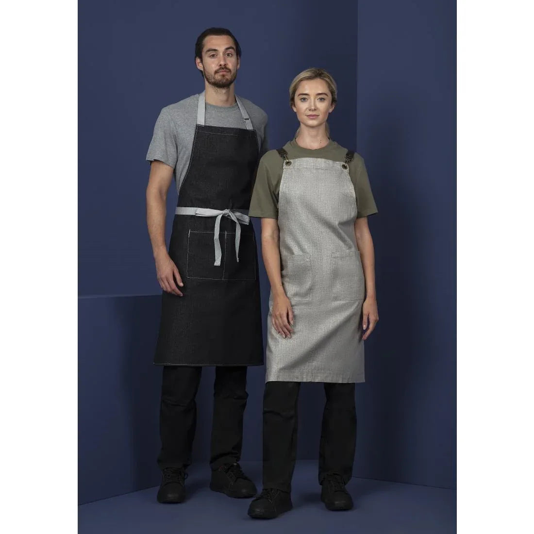 B981 Whites Southside Bib Apron Denim Black - JD Catering Equipment Solutions Ltd
