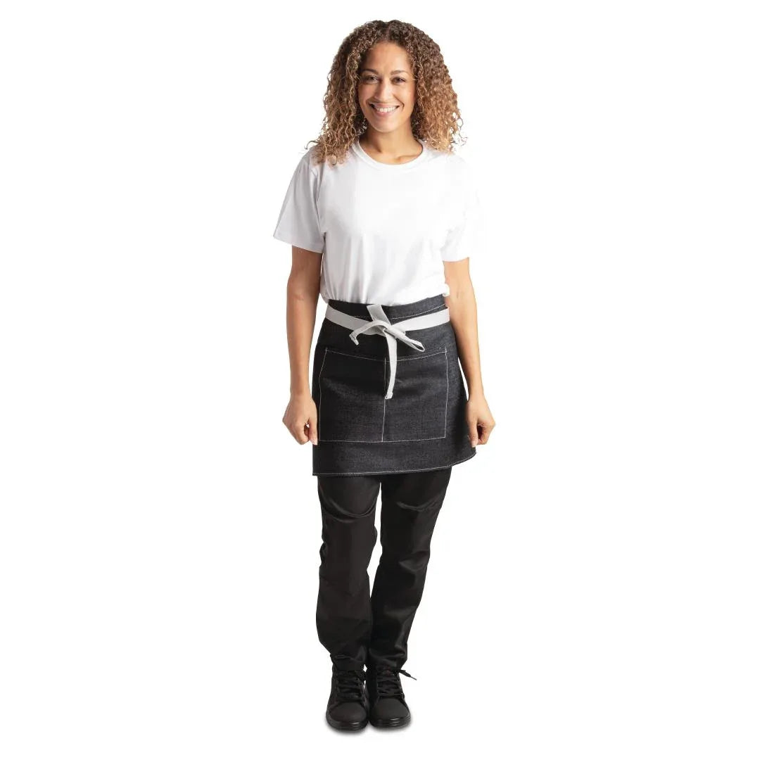 B995 Whites Southside Waist Apron Denim Black 760mm - JD Catering Equipment Solutions Ltd