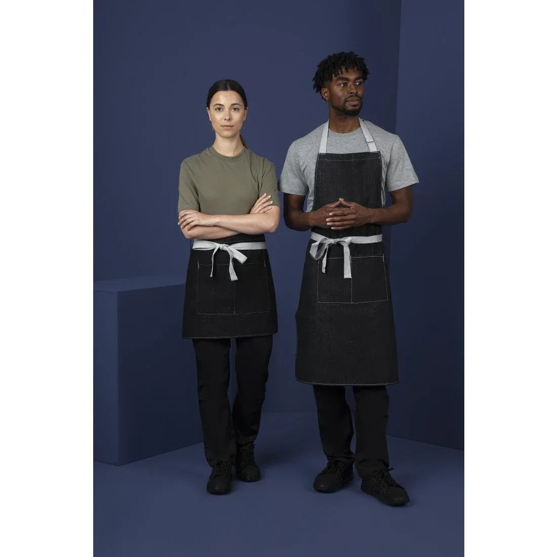 B995 Whites Southside Waist Apron Denim Black 760mm - JD Catering Equipment Solutions Ltd