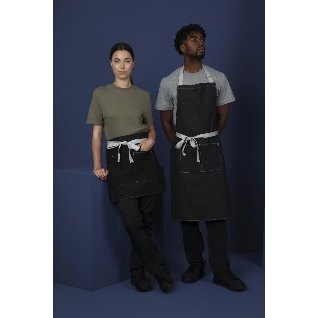 B995 Whites Southside Waist Apron Denim Black 760mm - JD Catering Equipment Solutions Ltd