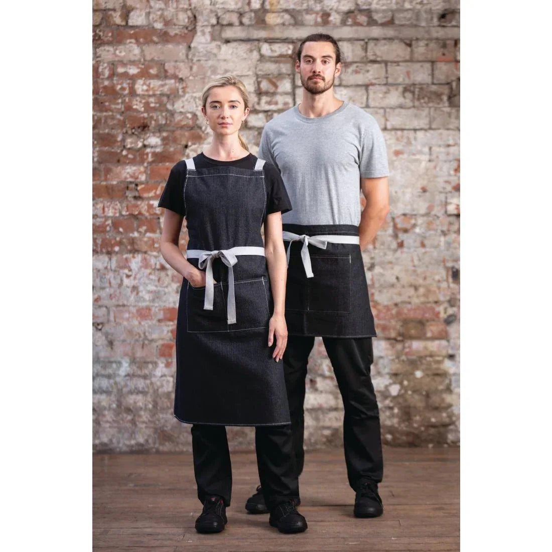 BB057 Southside X-Cross Back Bib Apron Denim Black - JD Catering Equipment Solutions Ltd