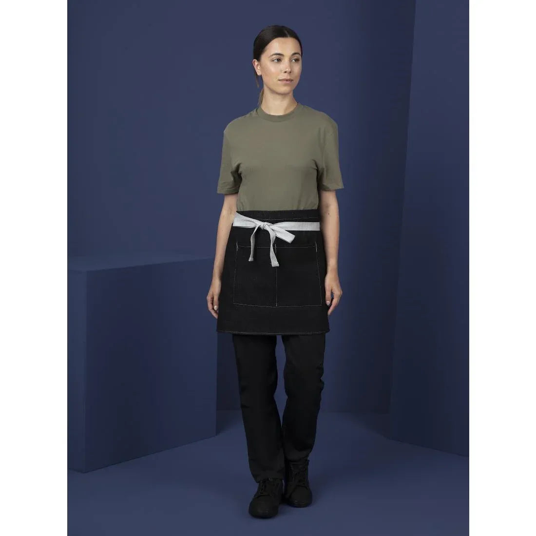 B995 Whites Southside Waist Apron Denim Black 760mm - JD Catering Equipment Solutions Ltd
