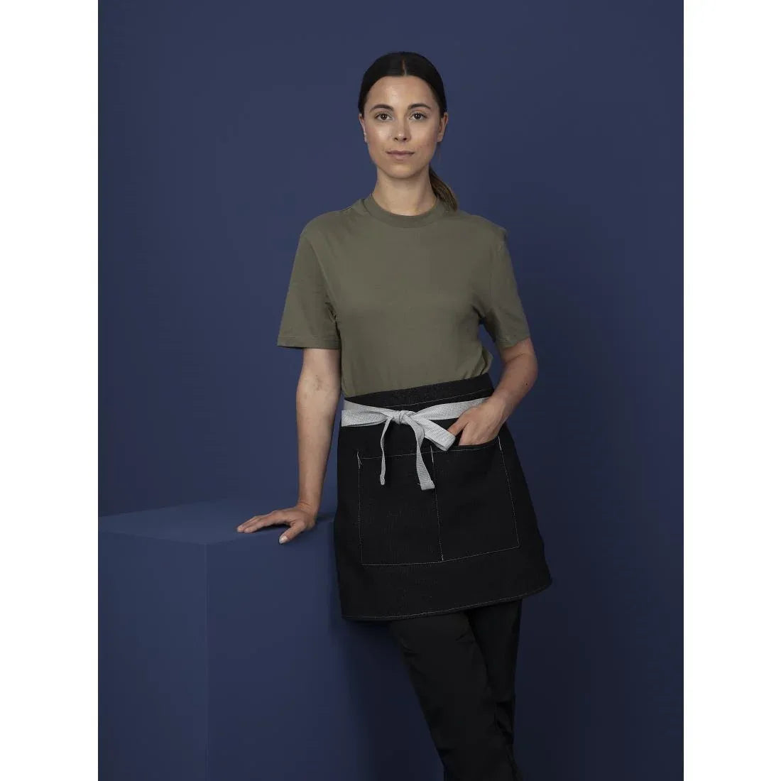 B995 Whites Southside Waist Apron Denim Black 760mm - JD Catering Equipment Solutions Ltd