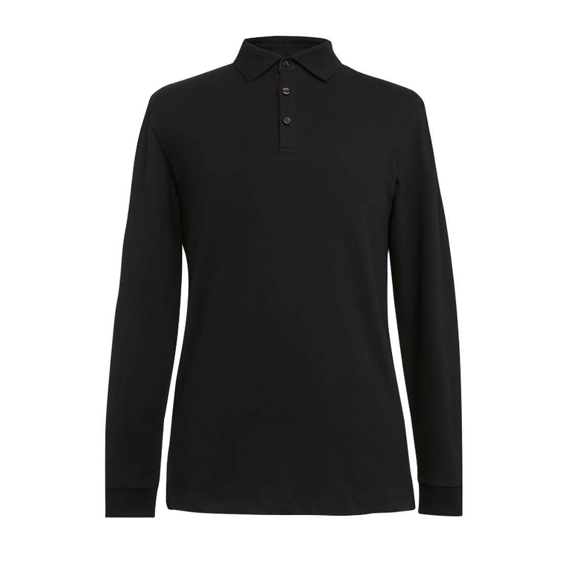 BA008-M Brook Taverner Frederick Mens Long Sleeve Polo Shirt Black Size M