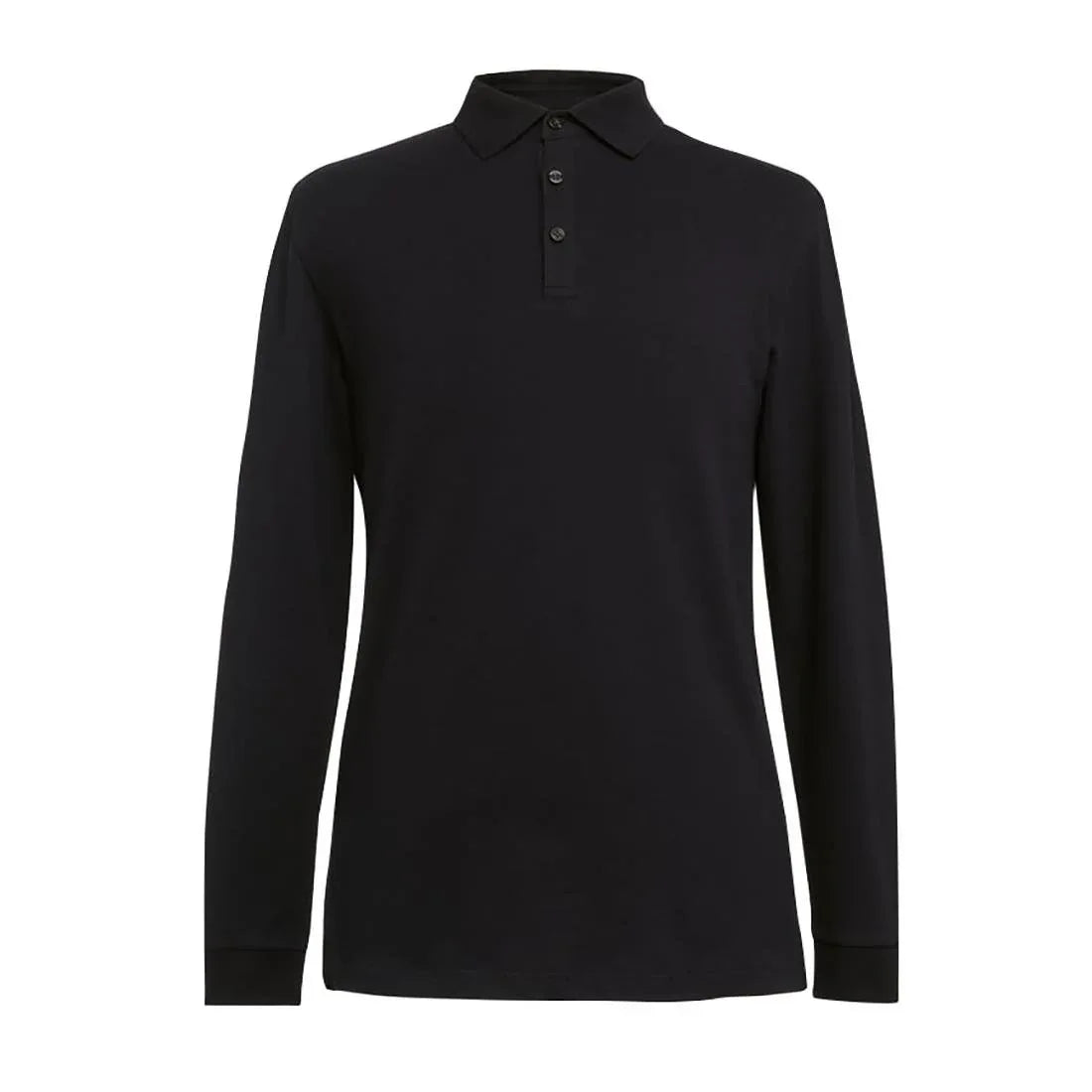 BA008-XXL Brook Taverner Frederick Mens Long Sleeve Polo Shirt Black Size XXL - JD Catering Equipment Solutions Ltd