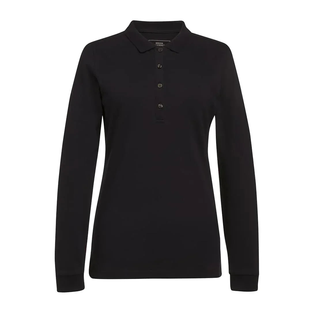 BA009-L Brook Taverner Anna Womens Long Sleeve Polo Shirt Black Size L - JD Catering Equipment Solutions Ltd