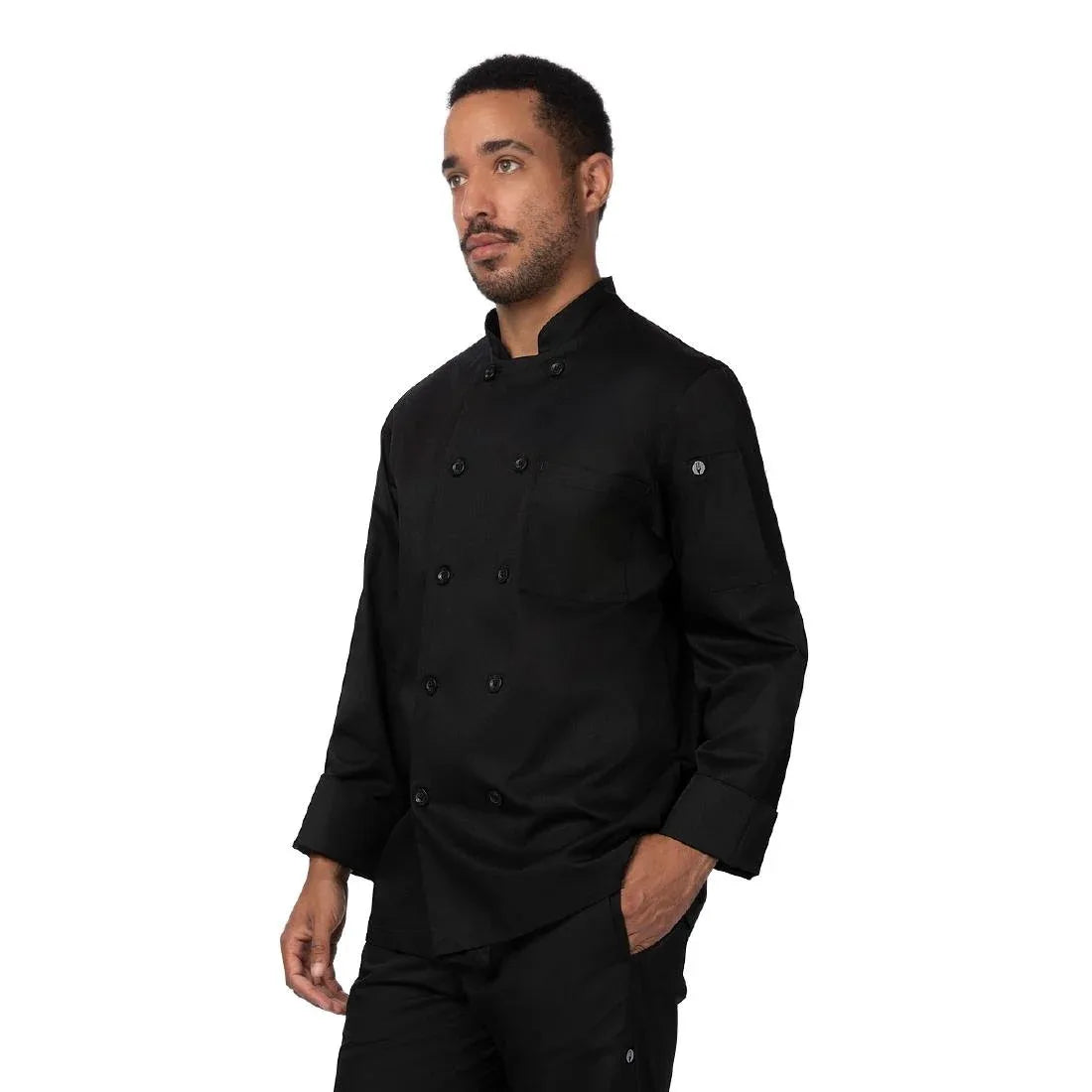 BA047-XS Chef Works Le Mans Recycled Chef Jacket Black XS - JD Catering Equipment Solutions Ltd