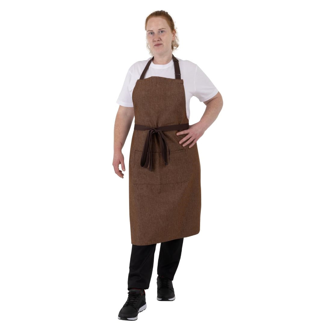 BA119 Southside Bib Apron Denim Tan (Brown Ties) - 700x1000mm