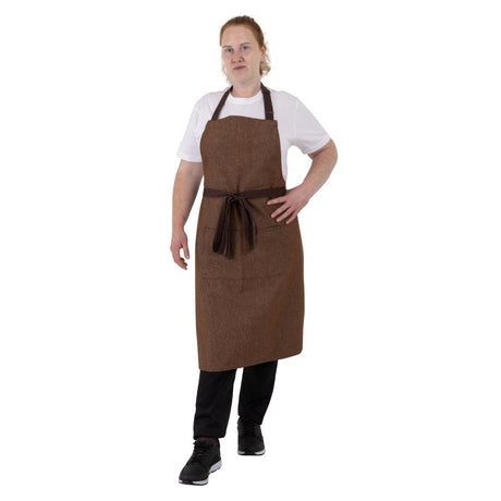 BA119 Southside Bib Apron Denim Tan (Brown Ties) - 700x1000mm