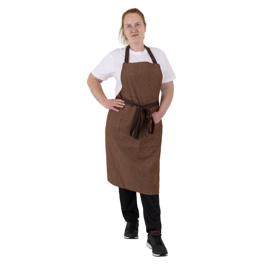 BA119 Southside Bib Apron Denim Tan (Brown Ties) - 700x1000mm