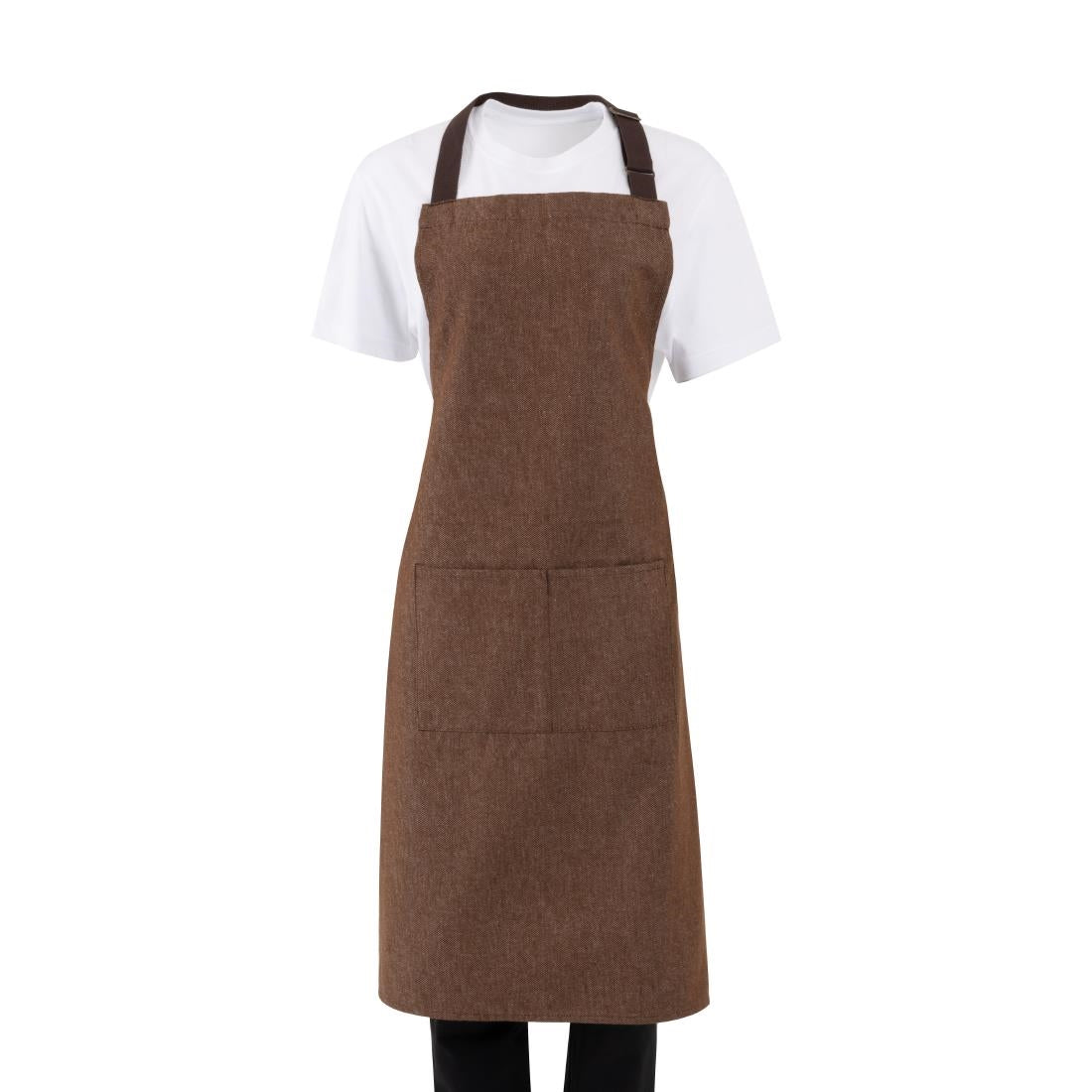 BA119 Southside Bib Apron Denim Tan (Brown Ties) - 700x1000mm