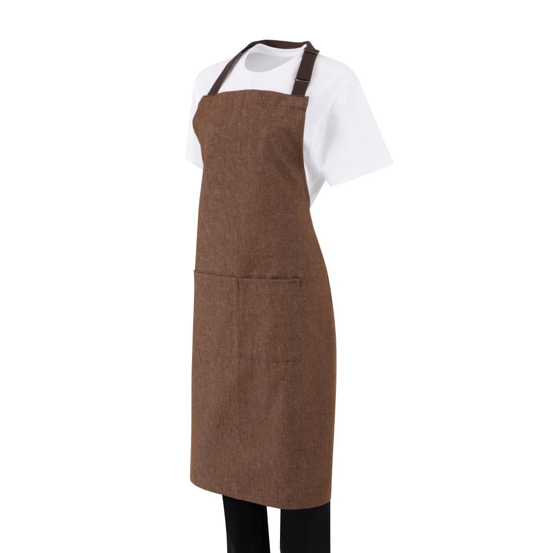 BA119 Southside Bib Apron Denim Tan (Brown Ties) - 700x1000mm