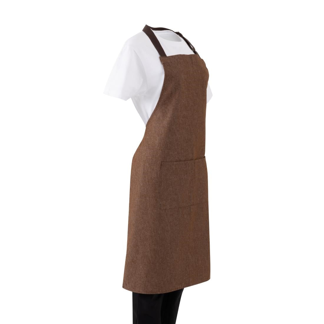 BA119 Southside Bib Apron Denim Tan (Brown Ties) - 700x1000mm