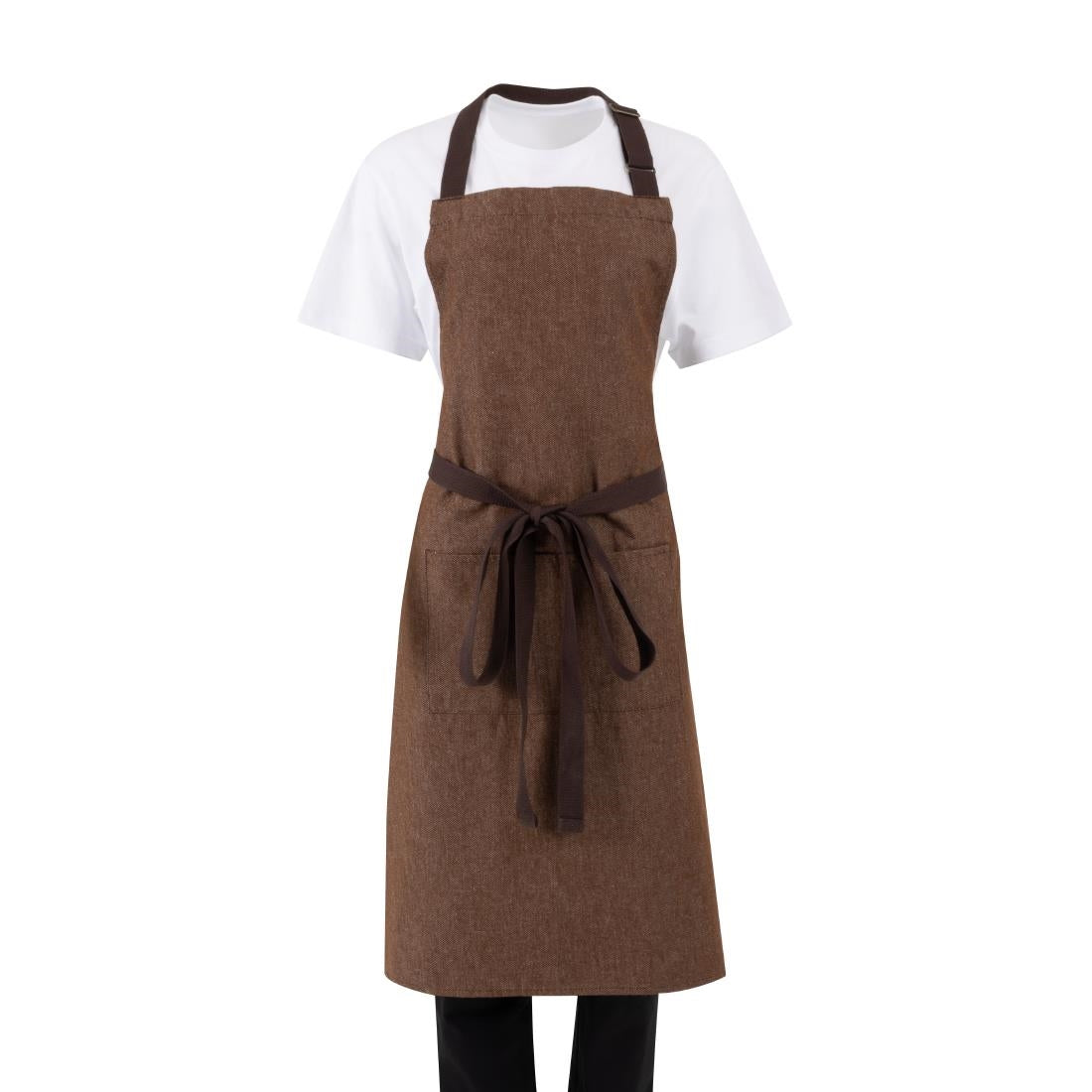 BA119 Southside Bib Apron Denim Tan (Brown Ties) - 700x1000mm