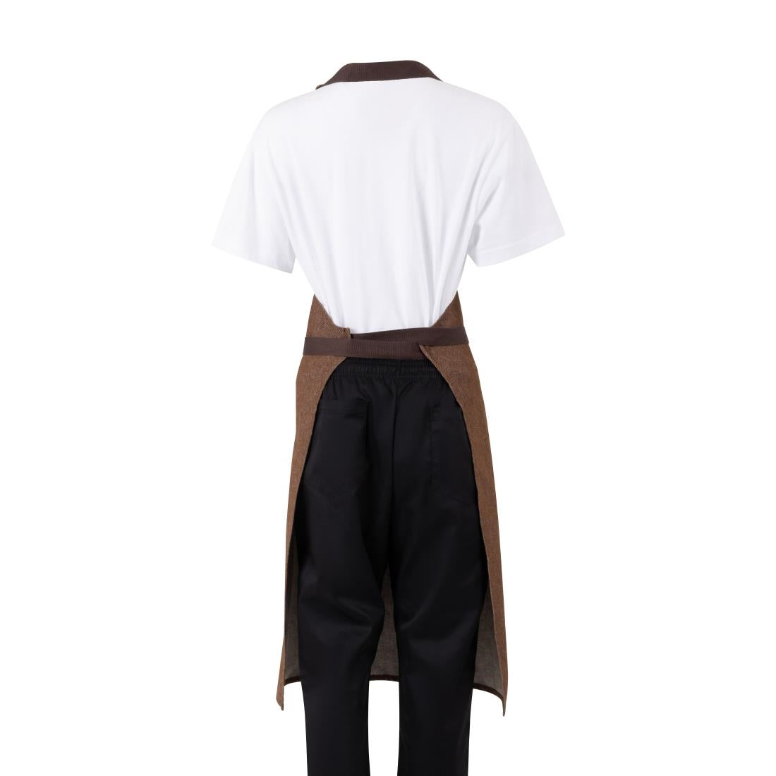 BA119 Southside Bib Apron Denim Tan (Brown Ties) - 700x1000mm