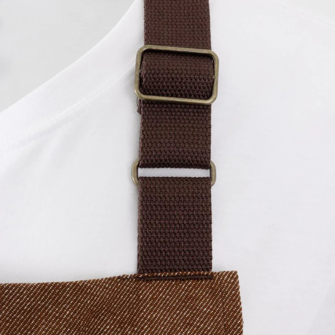 BA119 Southside Bib Apron Denim Tan (Brown Ties) - 700x1000mm
