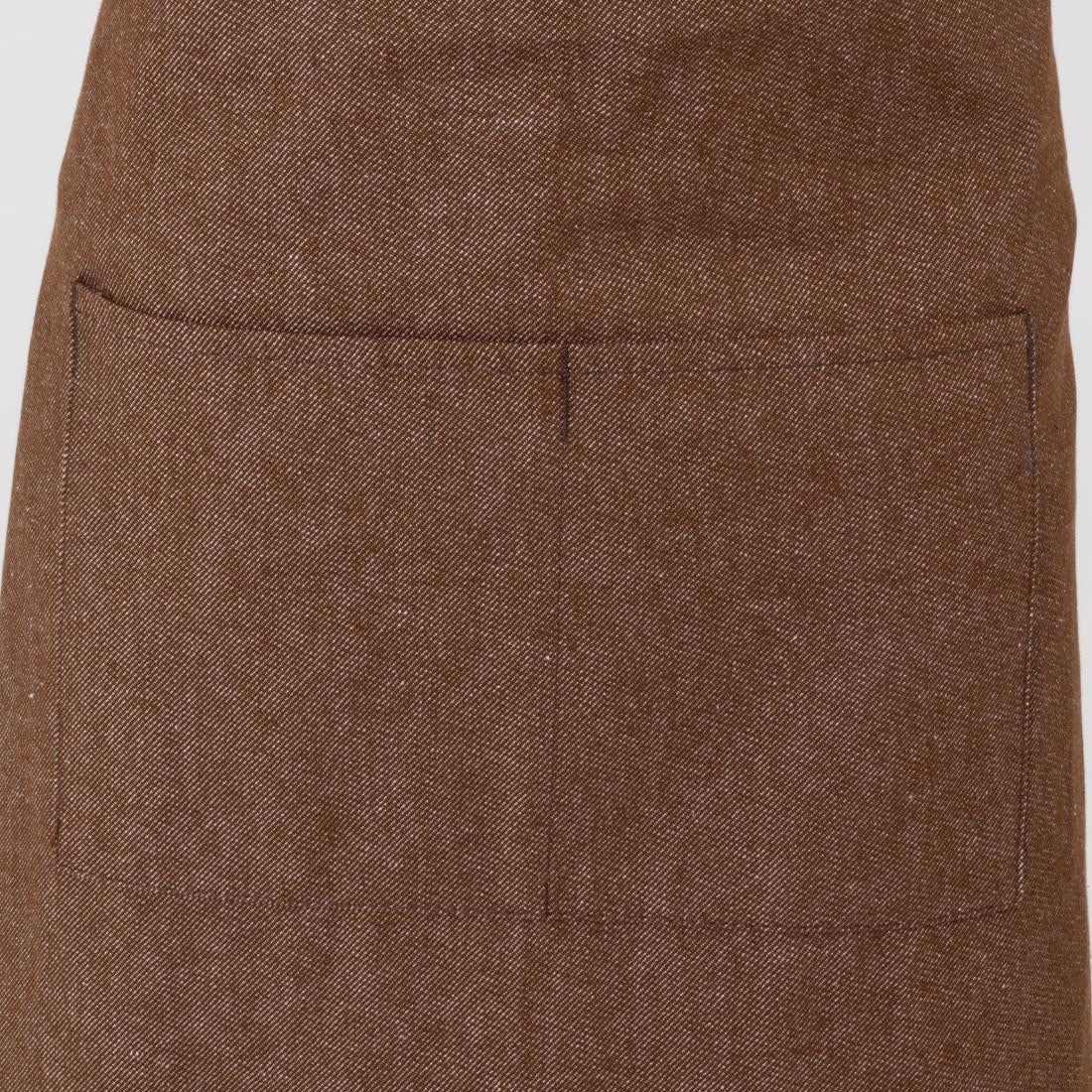 BA120 Southside X-Cross Back Bib Apron Denim Tan (Brown Ties) - 1000x700mm