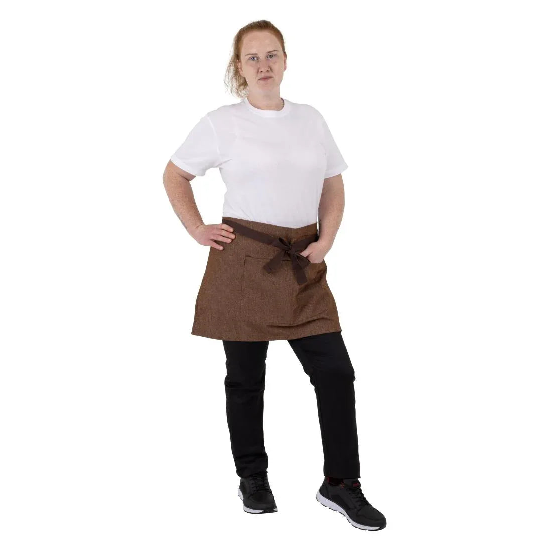 BA121 Southside Waist Apron Denim Tan (Brown Ties) - 700x430mm