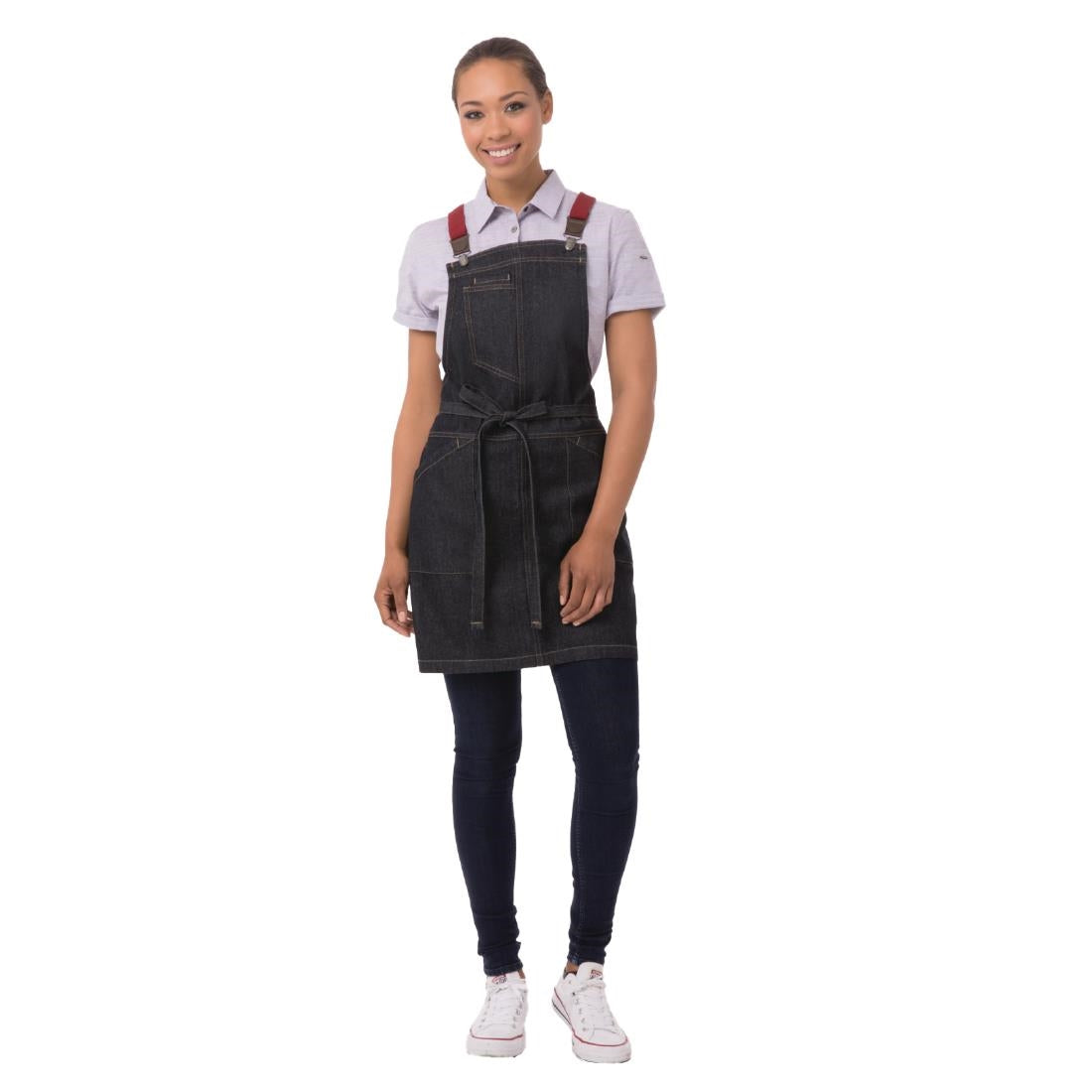 BA125 Chef Works Berkley Short Bib Apron Indigo