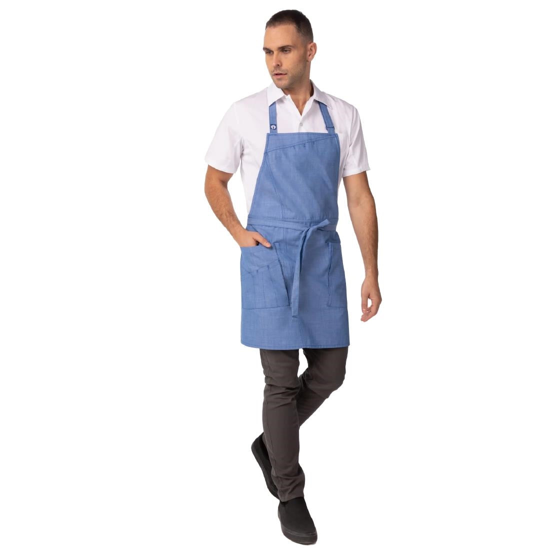 BA127 Chef Works Medford Bib Apron French Blue