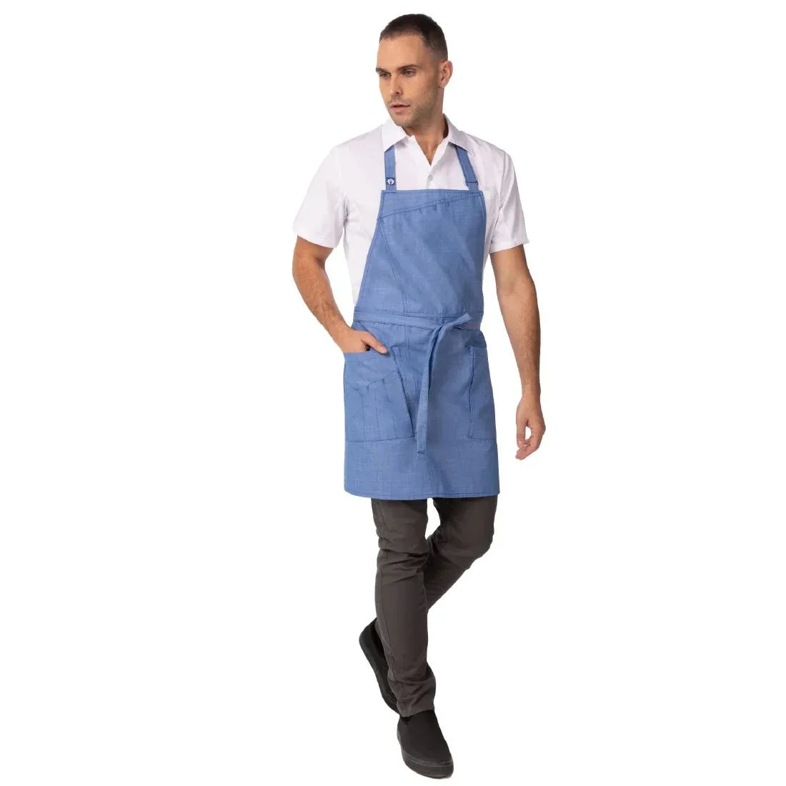 BA127 Chef Works Medford Bib Apron French Blue