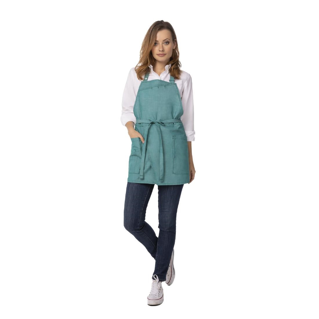 BA138 Chef Works Medford Bib Apron Jade
