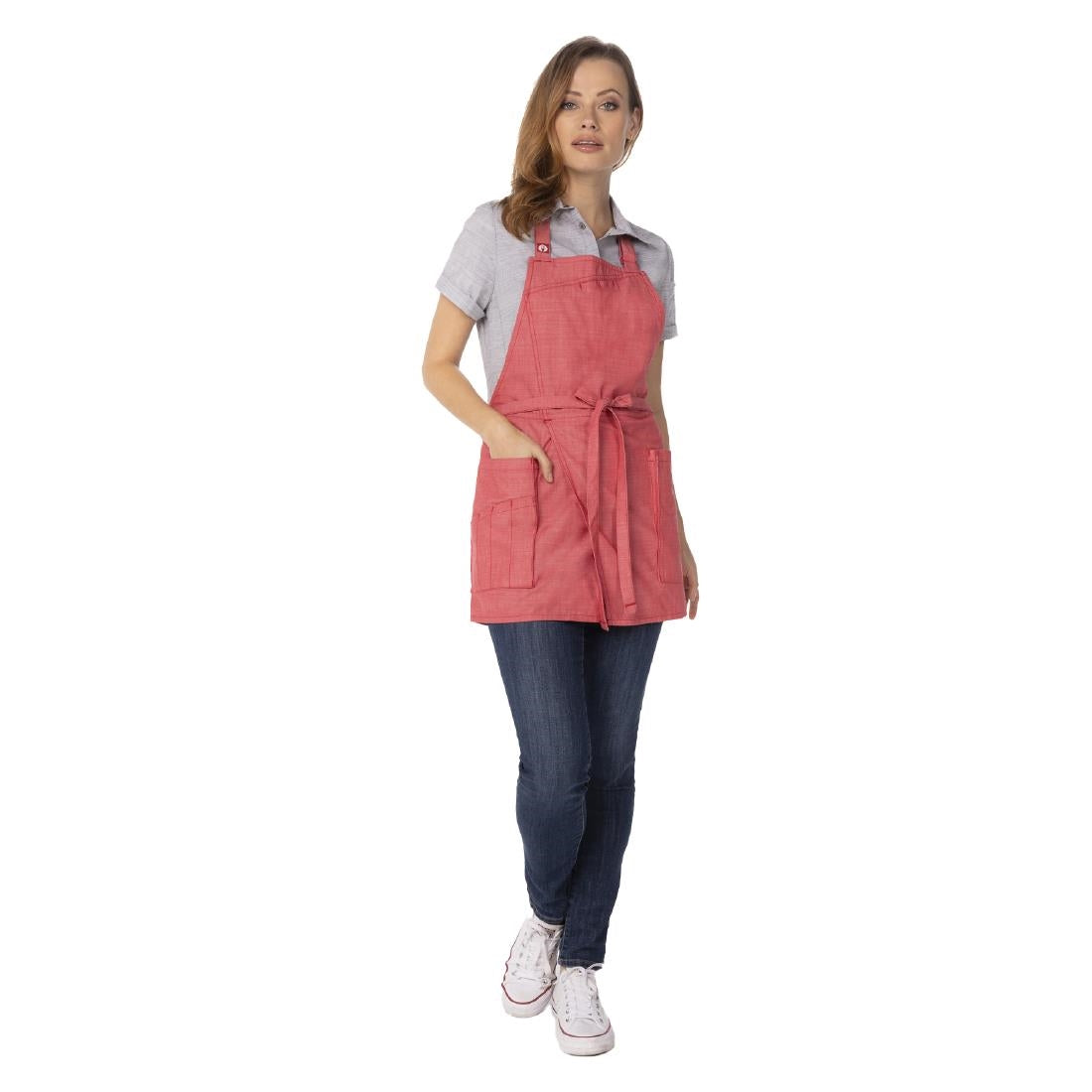 BA139 Chef Works Medford Bib Apron Coral