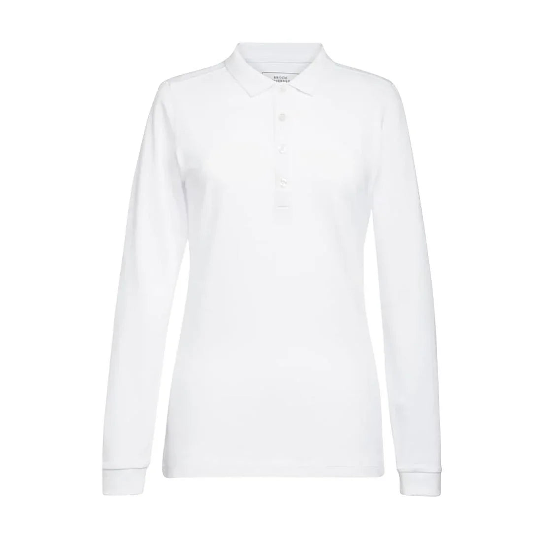 BA141-S Brook Taverner Anna Womens Long Sleeve Polo Shirt White Size S