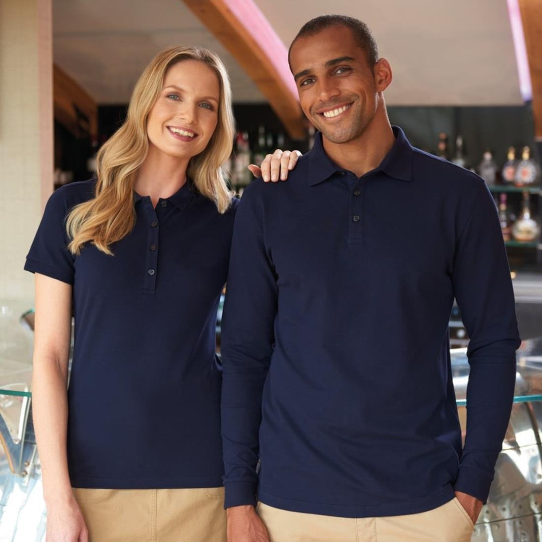 BA142-S Brook Taverner Frederick Mens Long Sleeve Polo Shirt Navy Size S