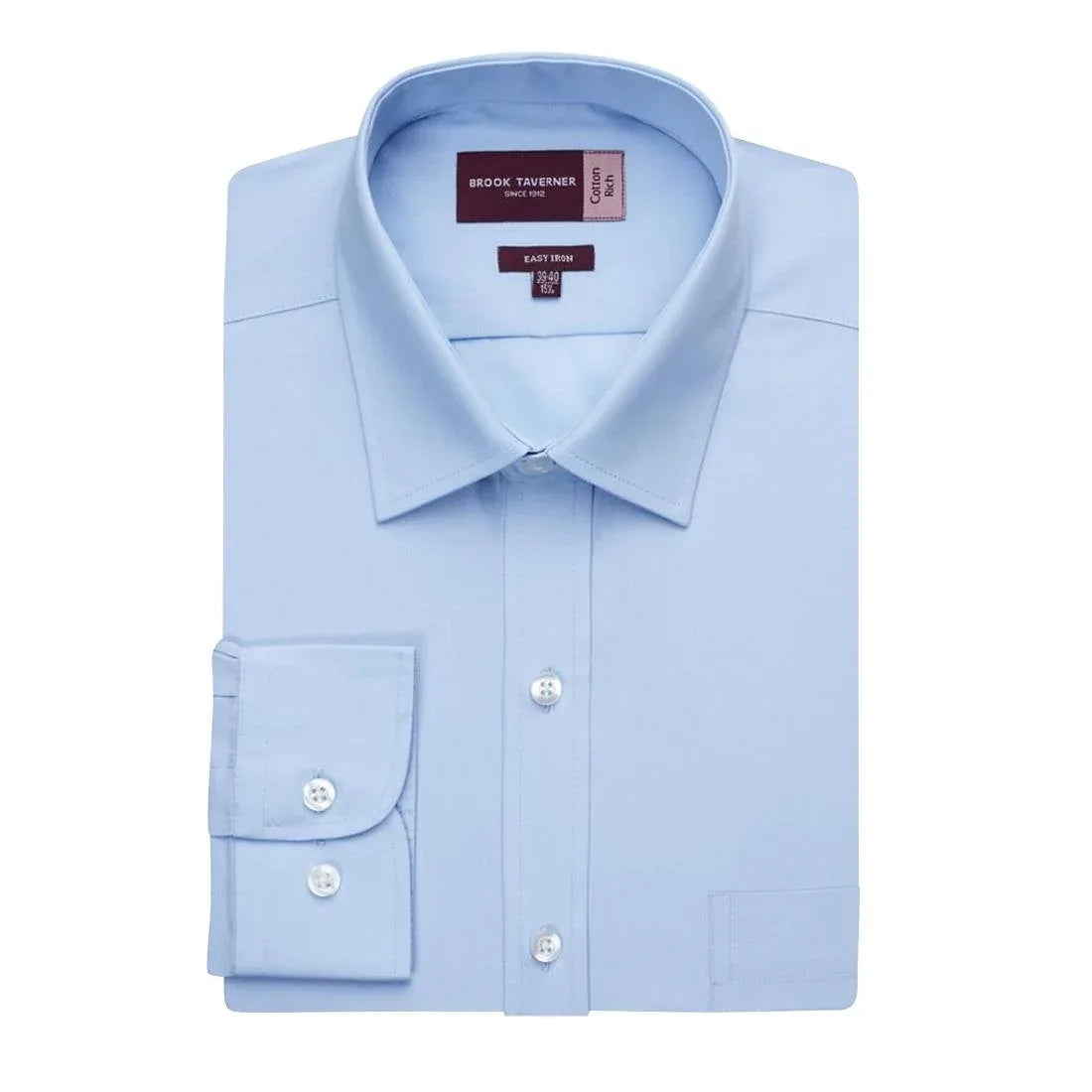 BA146-16 Brook Taverner Mens Long Sleeve Rapino Shirt Blue 16"