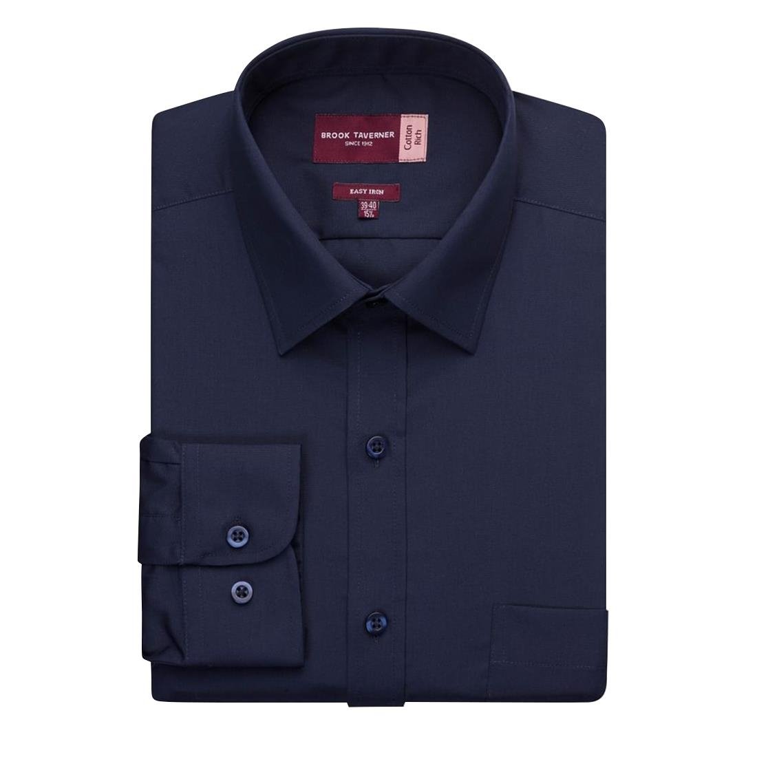 BA148-16.5 Brook Taverner Mens Long Sleeve Rapino Shirt Navy 16 1/2"