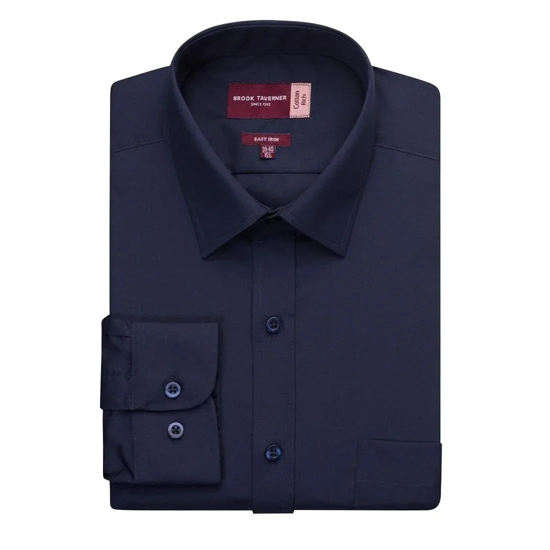 BA148-16 Brook Taverner Mens Long Sleeve Rapino Shirt Navy 16"