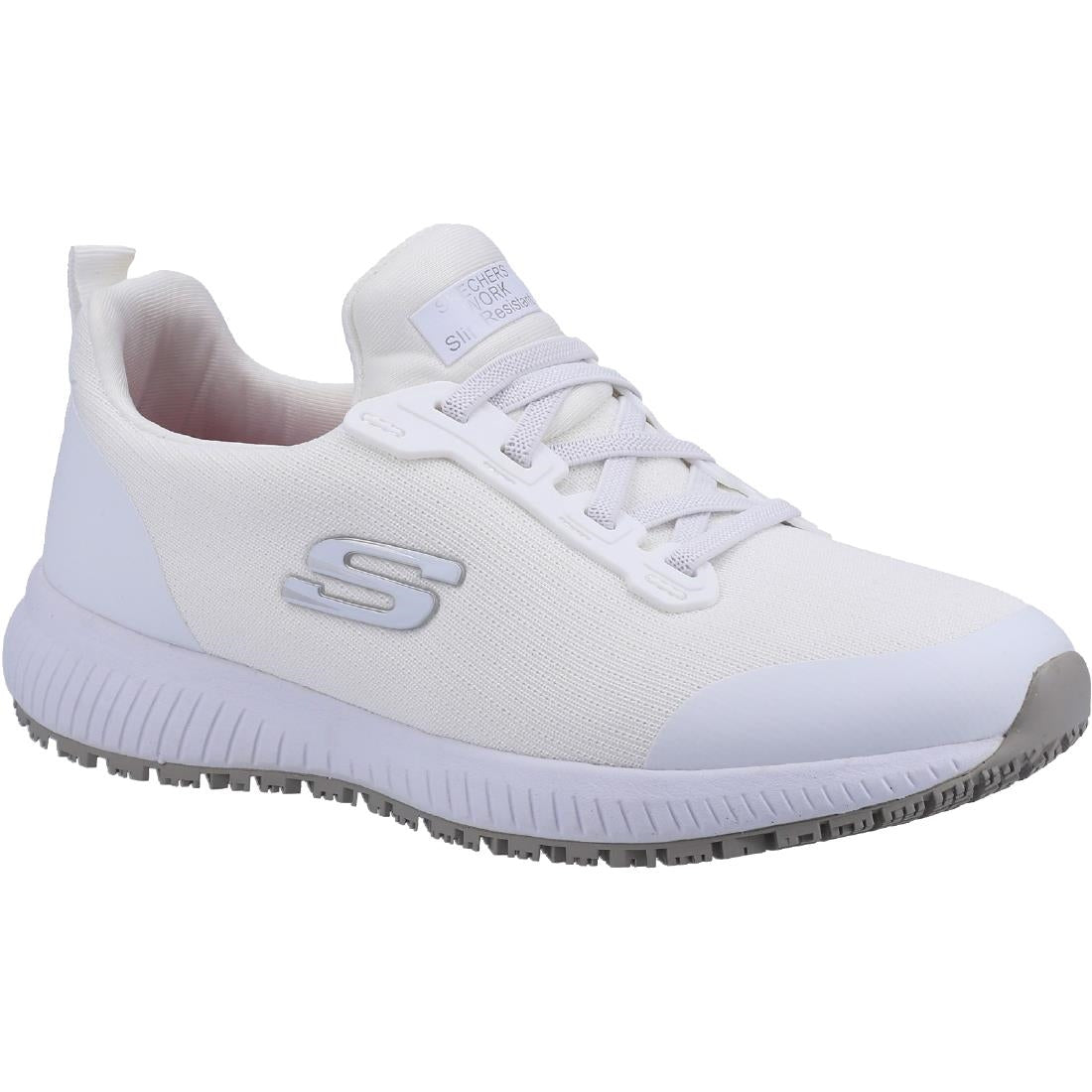 BA154-39 Skechers Womens Slip Resistant Squad Trainers White 39