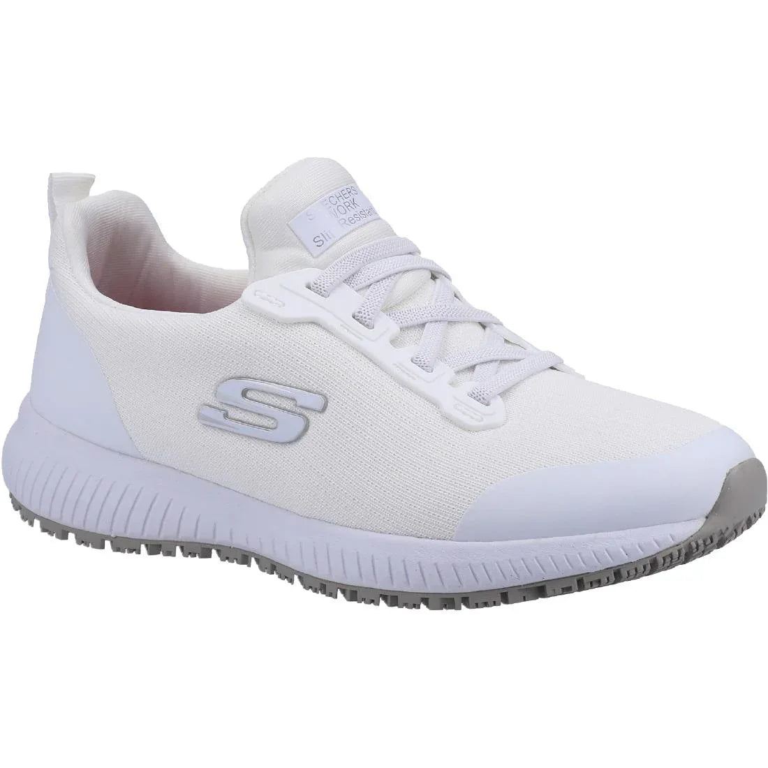 BA154-38 Skechers Womens Slip Resistant Squad Trainers White 38