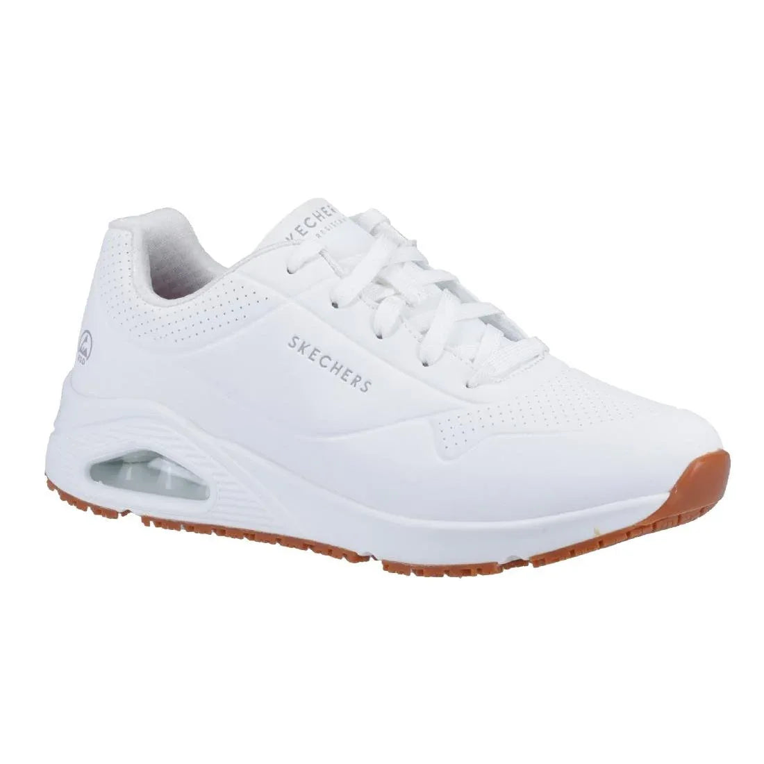 BA155-39 Skechers Womens UNO Slip Resistant Trainers 39 White