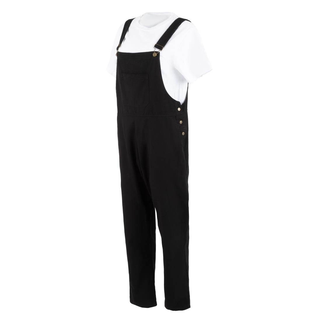 BA172-S Southside Bib & Brace Cotton Canvas Dungarees Cotton Black S